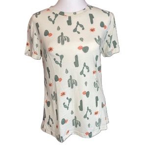 Cold Crush Women’s White Cactus Short Cuffed Sleeve T-shirt Small
